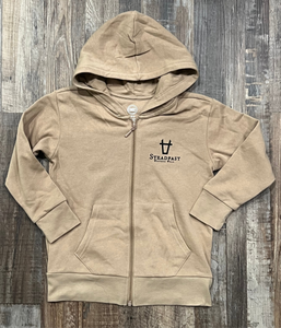 Kids khaki full zip hoodie